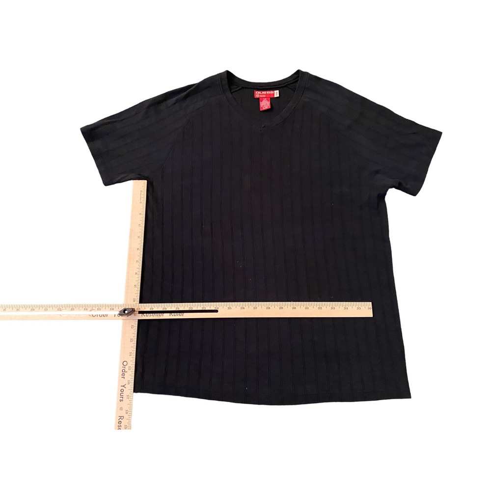 Guess Mens Large Black Ribbed V-Neck Raglan Short Sleeve T-Shirt Knit Top - Picture 6 of 12